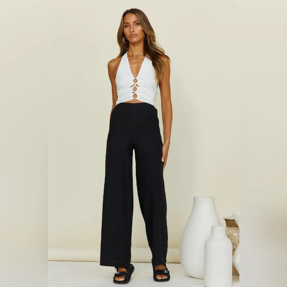 SNDYS Nina Wide Leg Pants Black - Picture 4 of 12